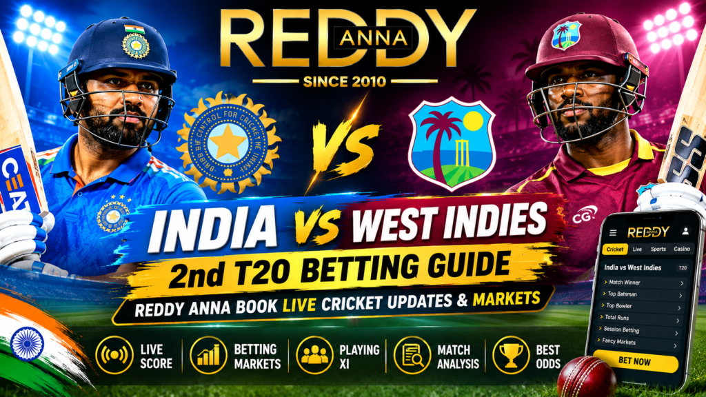 India vs West Indies 2nd T20 Betting Guide: Reddy Anna Book Live Cricket Updates & Markets